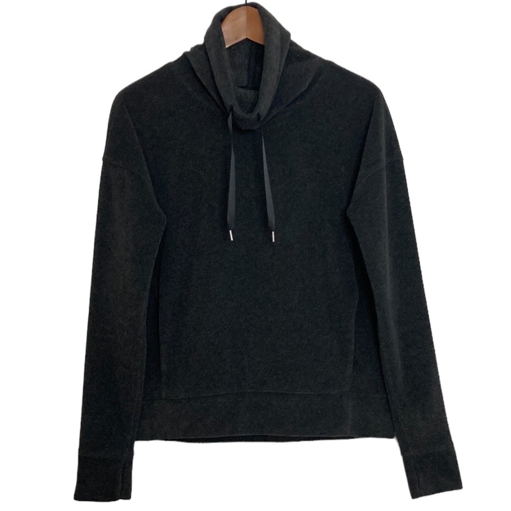 Lululemon Fleece Sweater Womens 4 Heathered Black Go Forward Pullover Relaxed